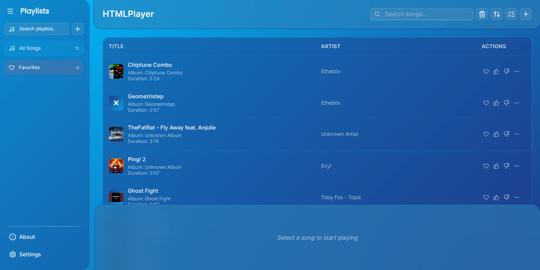 HTMLPlayer screenshot 1